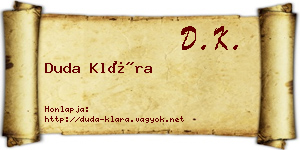 Duda Klára névjegykártya